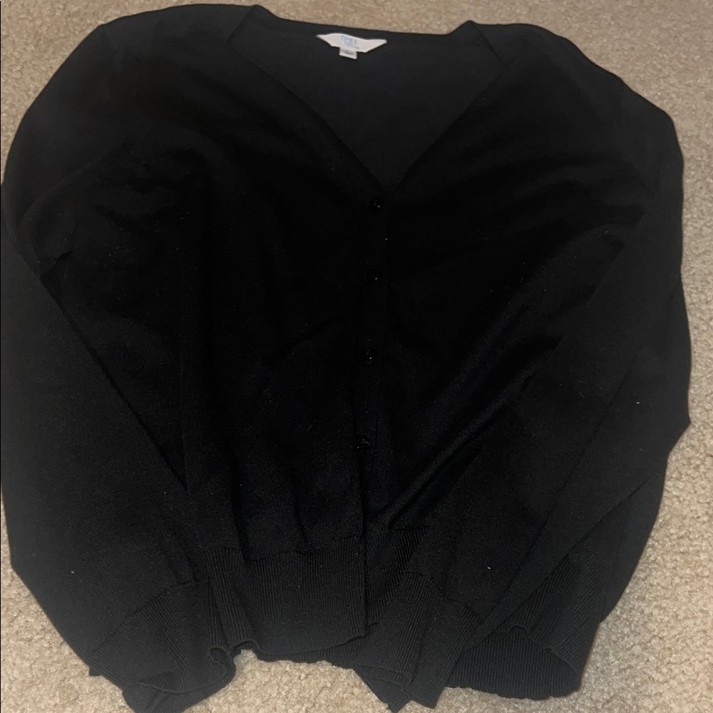 Time and Tru Black Cardigan Sweater V-Neck Long Sleeve
